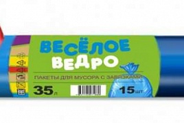 Мешок д/мусора ПНД 35л  с завязкой  ВЕСЕЛОЕ ВЕДРО  голубой 20шт (1/25)